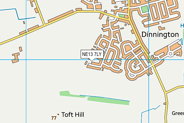 NE13 7LY map - OS VectorMap District (Ordnance Survey)