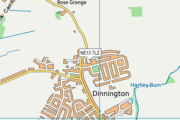 NE13 7LZ map - OS VectorMap District (Ordnance Survey)