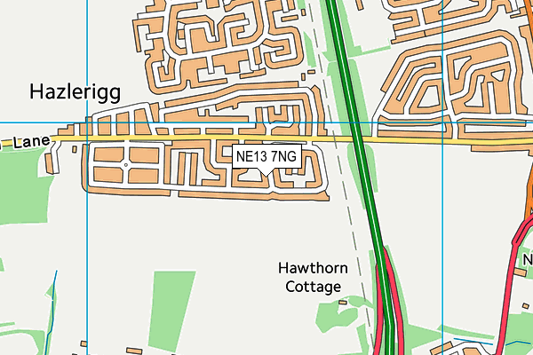 NE13 7NG map - OS VectorMap District (Ordnance Survey)
