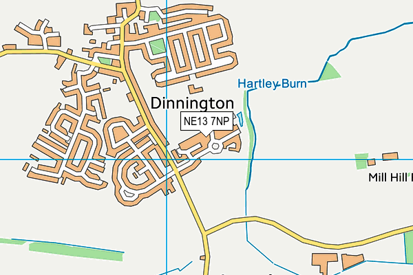 Dinnington Recreation Ground map (NE13 7NP) - OS VectorMap District (Ordnance Survey)