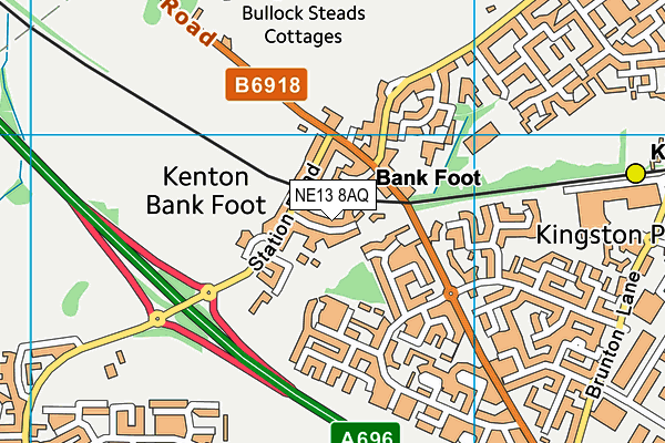 NE13 8AQ map - OS VectorMap District (Ordnance Survey)