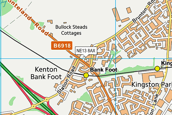 NE13 8AX map - OS VectorMap District (Ordnance Survey)