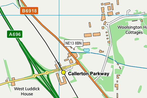 NE13 8BN map - OS VectorMap District (Ordnance Survey)