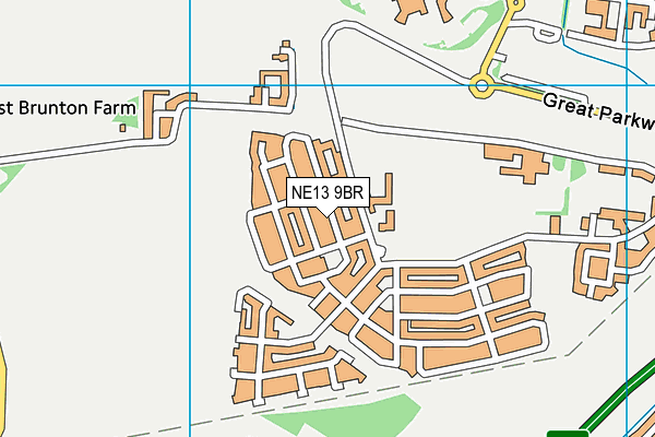 NE13 9BR map - OS VectorMap District (Ordnance Survey)
