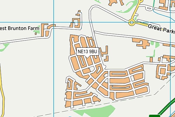 NE13 9BU map - OS VectorMap District (Ordnance Survey)