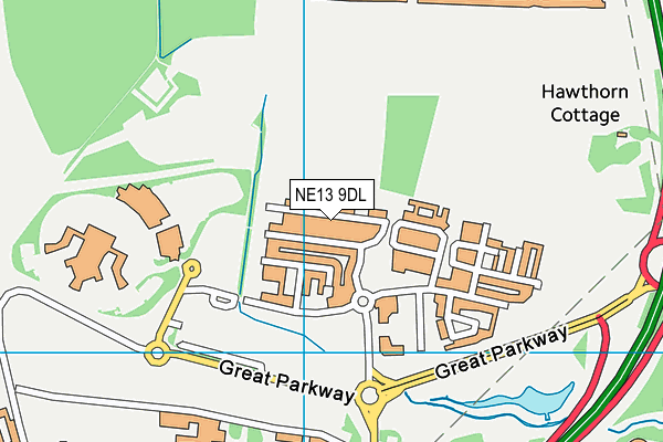 NE13 9DL map - OS VectorMap District (Ordnance Survey)