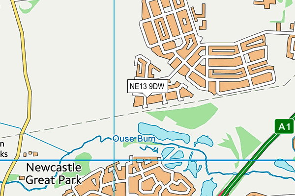 NE13 9DW map - OS VectorMap District (Ordnance Survey)