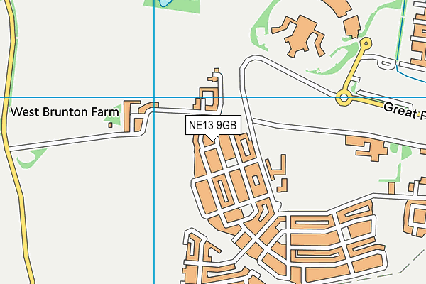 NE13 9GB map - OS VectorMap District (Ordnance Survey)