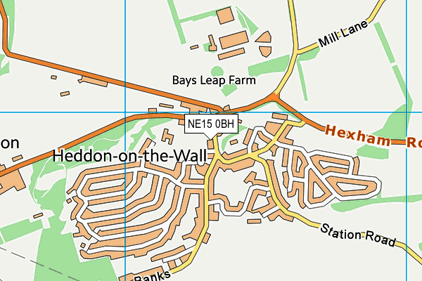 NE15 0BH map - OS VectorMap District (Ordnance Survey)