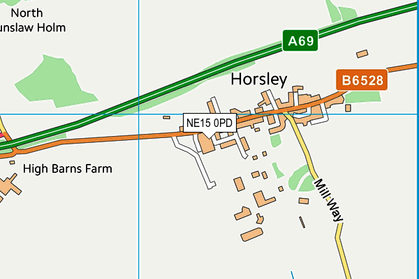 NE15 0PD map - OS VectorMap District (Ordnance Survey)