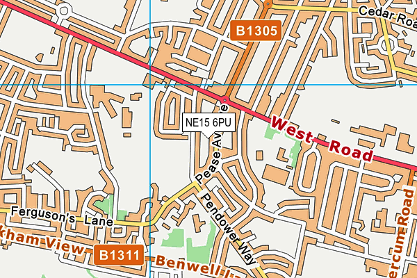 NE15 6PU map - OS VectorMap District (Ordnance Survey)