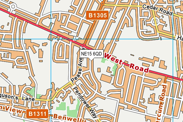 NE15 6QD map - OS VectorMap District (Ordnance Survey)