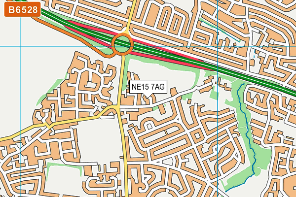 NE15 7AG map - OS VectorMap District (Ordnance Survey)