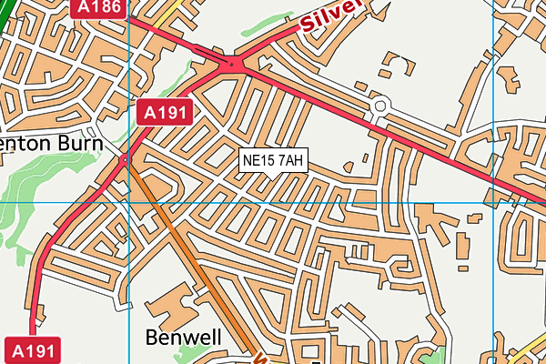 NE15 7AH map - OS VectorMap District (Ordnance Survey)