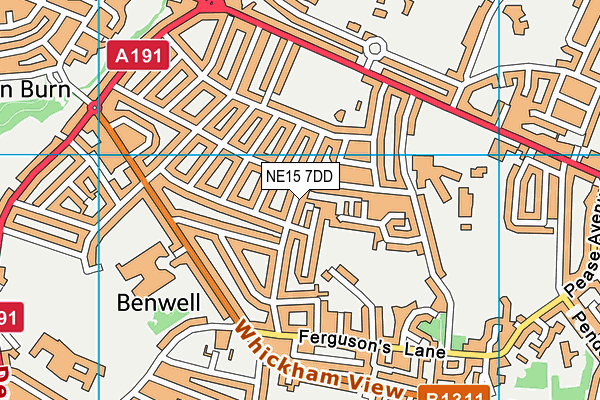 NE15 7DD map - OS VectorMap District (Ordnance Survey)