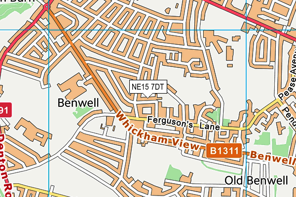 NE15 7DT map - OS VectorMap District (Ordnance Survey)