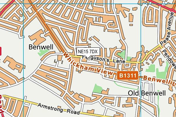 NE15 7DX map - OS VectorMap District (Ordnance Survey)