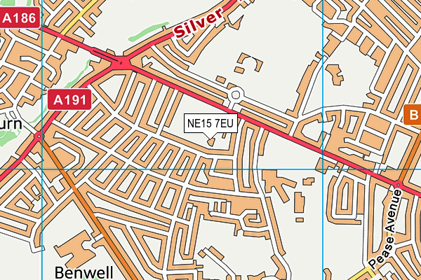 Benwell Hill Cricket Club map (NE15 7EU) - OS VectorMap District (Ordnance Survey)