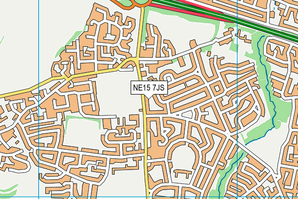 NE15 7JS map - OS VectorMap District (Ordnance Survey)