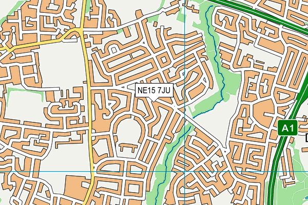 NE15 7JU map - OS VectorMap District (Ordnance Survey)