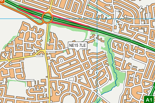 NE15 7LE map - OS VectorMap District (Ordnance Survey)