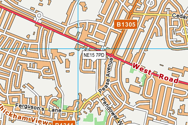 NE15 7PD map - OS VectorMap District (Ordnance Survey)