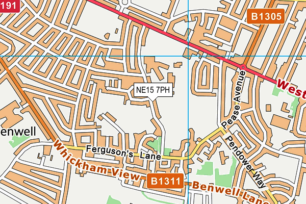 NE15 7PH map - OS VectorMap District (Ordnance Survey)