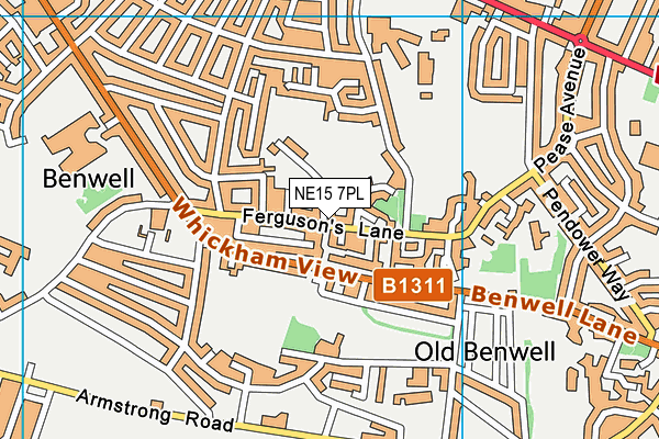 NE15 7PL map - OS VectorMap District (Ordnance Survey)