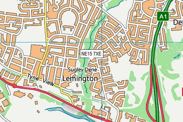 NE15 7XE map - OS VectorMap District (Ordnance Survey)