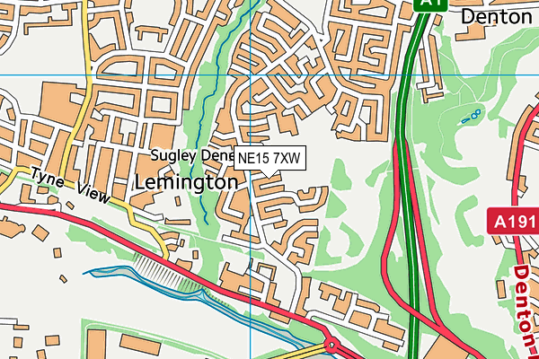 NE15 7XW map - OS VectorMap District (Ordnance Survey)