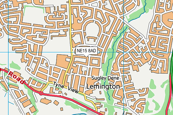 NE15 8AD map - OS VectorMap District (Ordnance Survey)