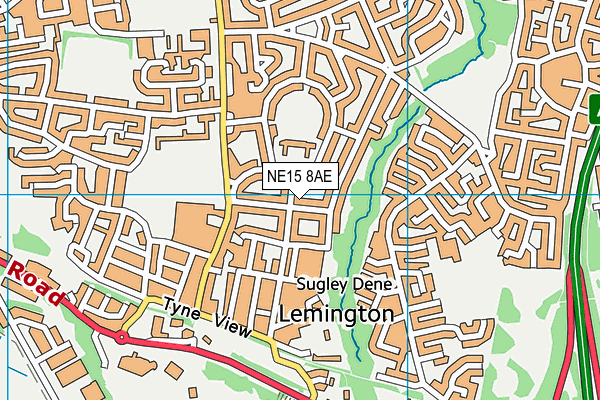 NE15 8AE map - OS VectorMap District (Ordnance Survey)