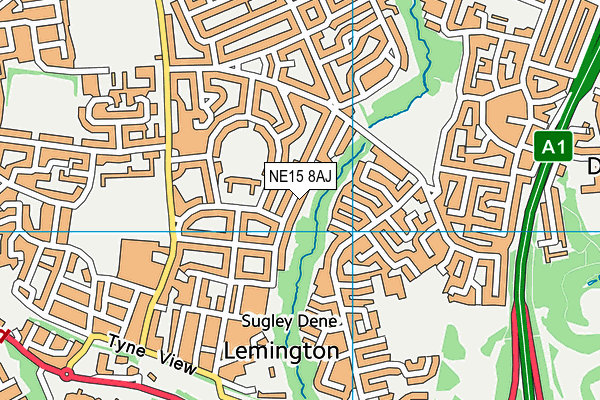 NE15 8AJ map - OS VectorMap District (Ordnance Survey)