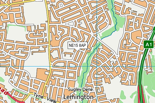 NE15 8AP map - OS VectorMap District (Ordnance Survey)