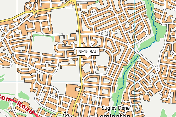 NE15 8AU map - OS VectorMap District (Ordnance Survey)