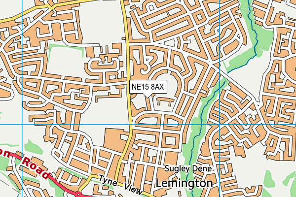 NE15 8AX map - OS VectorMap District (Ordnance Survey)