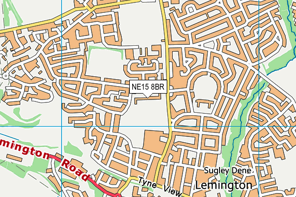 NE15 8BR map - OS VectorMap District (Ordnance Survey)