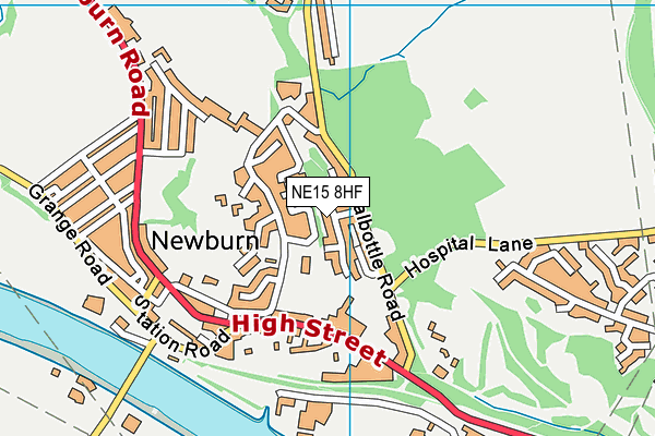 NE15 8HF map - OS VectorMap District (Ordnance Survey)