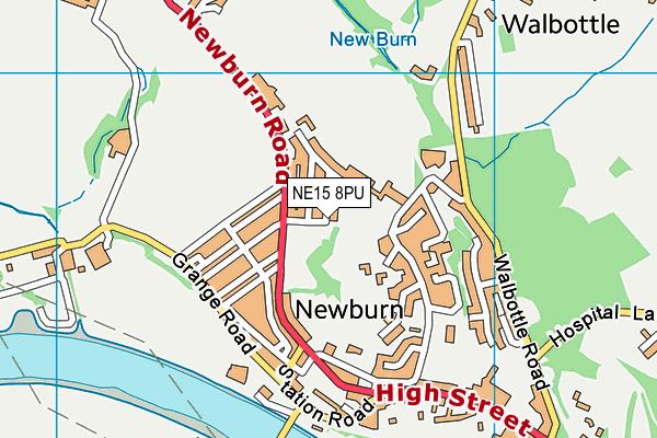 NE15 8PU map - OS VectorMap District (Ordnance Survey)