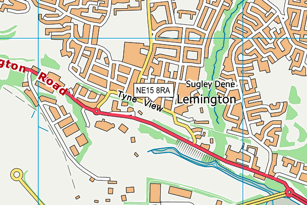 NE15 8RA map - OS VectorMap District (Ordnance Survey)