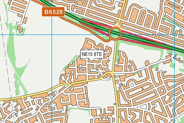 NE15 8TE map - OS VectorMap District (Ordnance Survey)