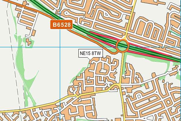 NE15 8TW map - OS VectorMap District (Ordnance Survey)