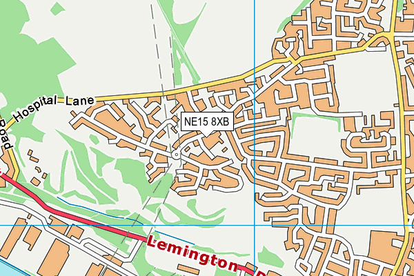 NE15 8XB map - OS VectorMap District (Ordnance Survey)