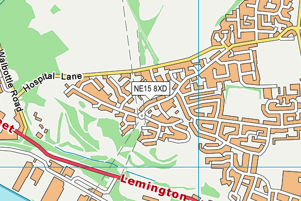 NE15 8XD map - OS VectorMap District (Ordnance Survey)