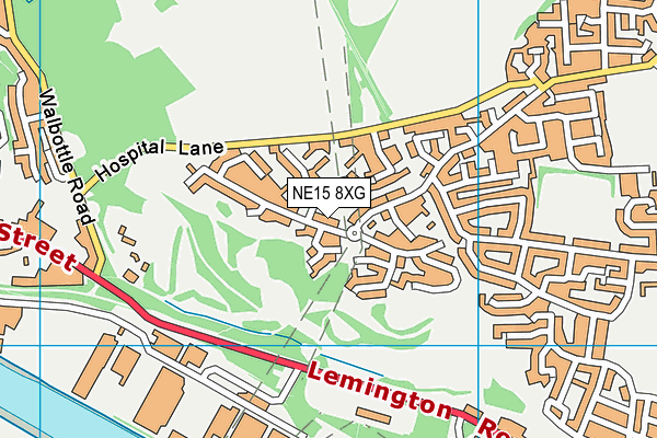 NE15 8XG map - OS VectorMap District (Ordnance Survey)