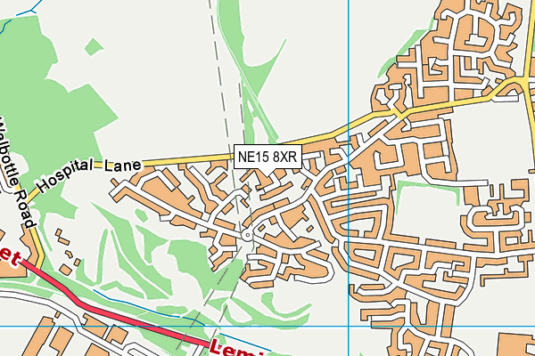 NE15 8XR map - OS VectorMap District (Ordnance Survey)