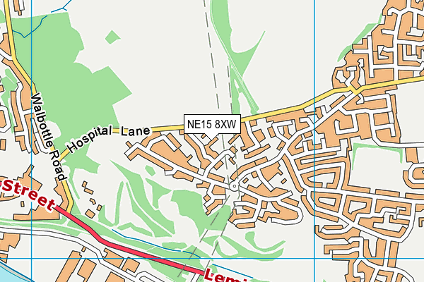 NE15 8XW map - OS VectorMap District (Ordnance Survey)