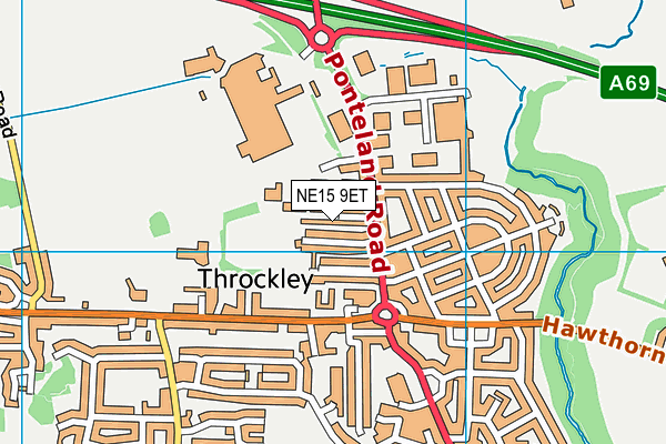 Throckley Recreation Ground map (NE15 9ET) - OS VectorMap District (Ordnance Survey)