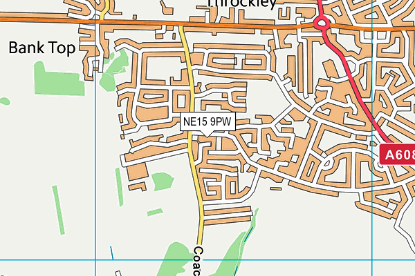 NE15 9PW map - OS VectorMap District (Ordnance Survey)