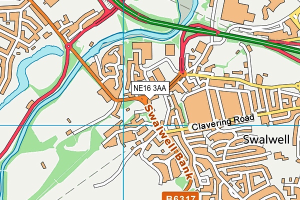 NE16 3AA map - OS VectorMap District (Ordnance Survey)